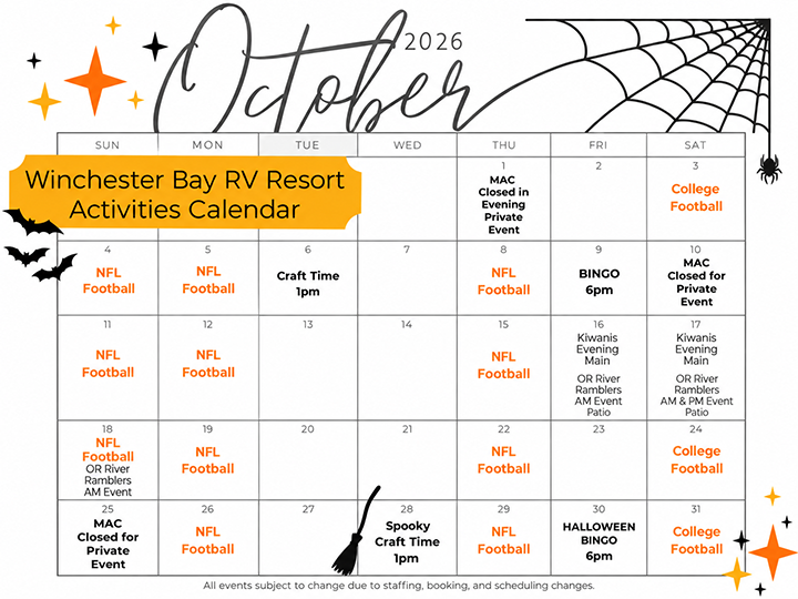 October 2026 Resort Activities Calendar